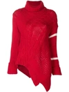 Preen Line Serenity Flared Sweater  In Red + Ivory