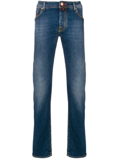Jacob Cohen Schmale Jeans Mit Einstecktuch In Blue