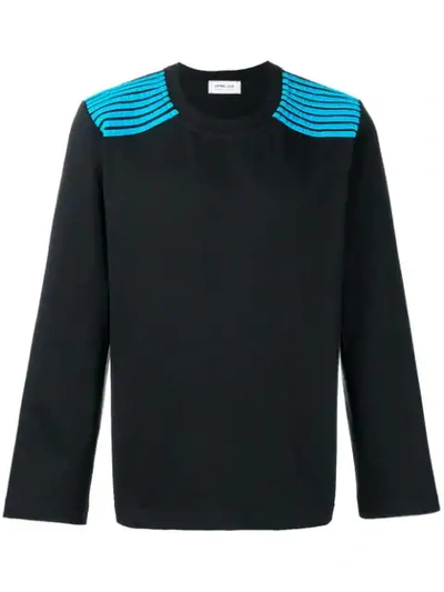 Dima Leu Striped Shoulders Sweatshirt In Blue