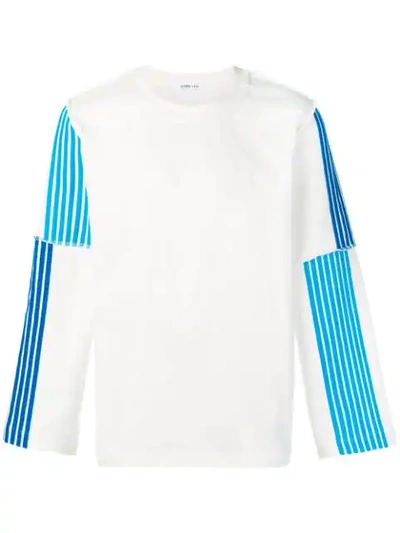 Dima Leu Striped Sleeves Detail Sweatshirt In White