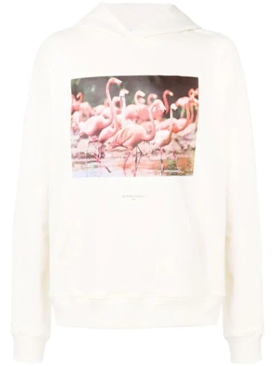 Ih Nom Uh Nit Flamingo Print Hoodie - White