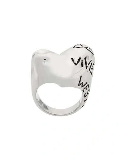 Vivienne Westwood Chunky Logo Ring In Metallic