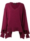 Federica Tosi V-neck Loose Knit Sweater - Red