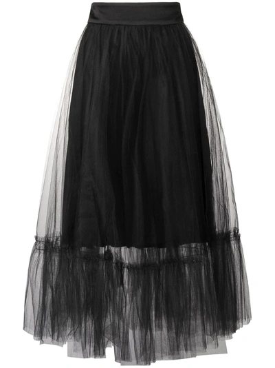 Rhea Costa Tulle Panelled Skirt - Black