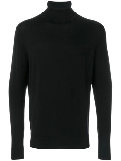 Sunspel Roll Neck Jumper In Black
