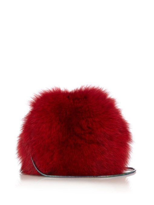 Diane Von Furstenberg Love Power Fox-fur Bag In Lipstick-red | ModeSens