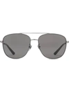 Gucci Navigator Metal Sunglasses In Shiny Ruthenium Metal