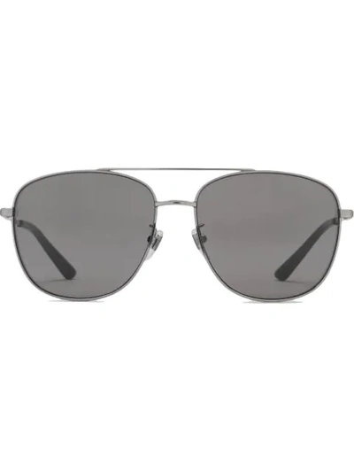 Gucci Navigator Metal Sunglasses In Shiny Ruthenium Metal