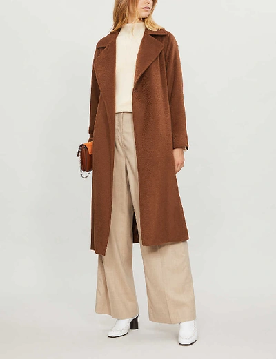 Max Mara Manuela Camel Hair Wrap Coat In Tobacco