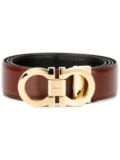 Ferragamo Gancini Buckle Belt In Brown