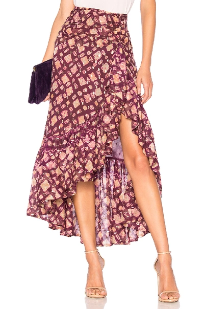 Ulla Johnson Alie Silk-blend Fil Coupé Skirt In Bordeaux