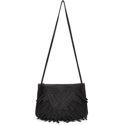 Bottega Veneta Black Palio Fringes Double Strap Bag In 1000 Black