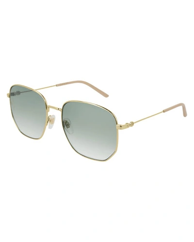 Gucci Men's Squared Gradient Sunglasses In Gold