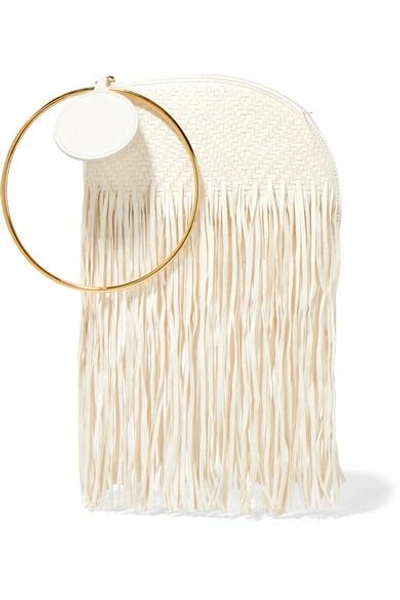 Roksanda Eartha Fringed Woven Leather Clutch In Ivory