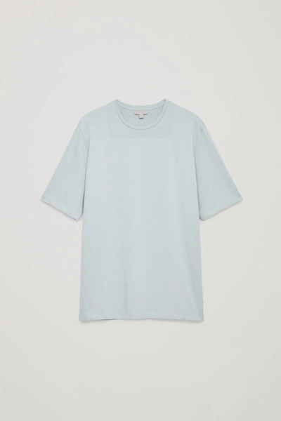 Cos Neck-detail Cotton T-shirt In Grey