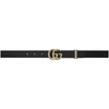 Gucci Moon Leather Belt W/ Textured Gg Buckle, 1"w In Nero