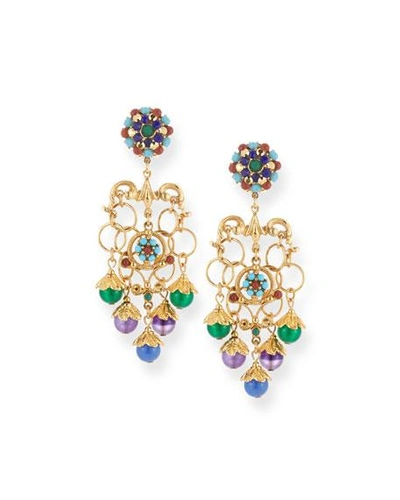 Jose & Maria Barrera Multicolor Chain Clip-on Chandelier Earrings