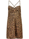 Michelle Mason Leopard Print Mini Dress In Brown