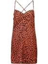 Michelle Mason Leopard Print Mini Dress In Red