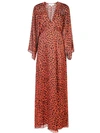 Michelle Mason Leopard Print Plunge Gown In Red