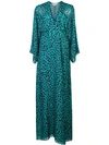 Michelle Mason Leopard Print Plunge Gown In Blue