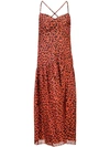 Michelle Mason Leopard Print Midi Dress In Red