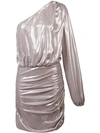Michelle Mason One Sleeve Mini Dress In Metallic