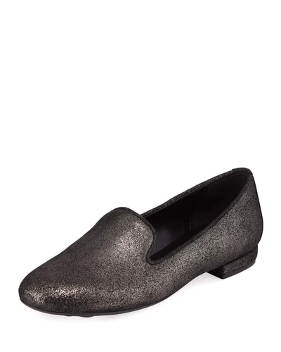Sesto Meucci Kama Flat Metallic Fabric Loafers In Black
