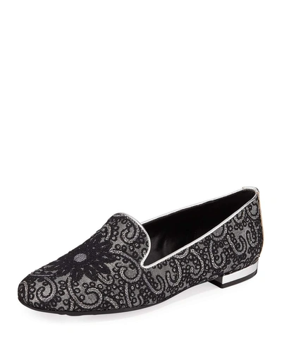 Sesto Meucci Kama Embellished Flat Loafers, Gray