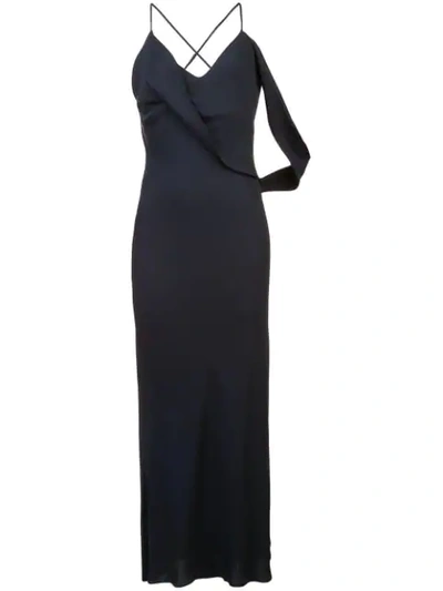 Michelle Mason Draped Cowl Midi Dress In Black
