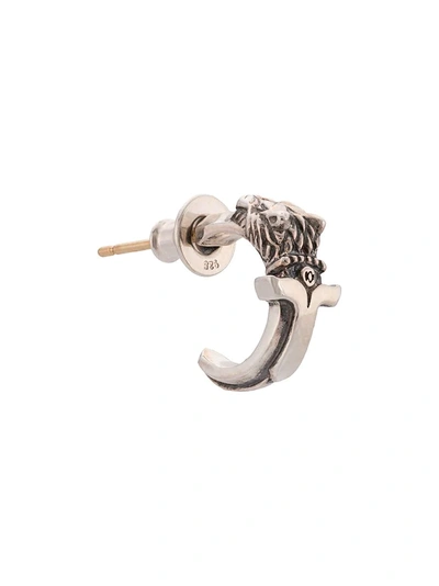 Yohji Yamamoto Lion Engraved Earring In Metallic