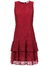 Michael Michael Kors Floral Lace Dress In Red