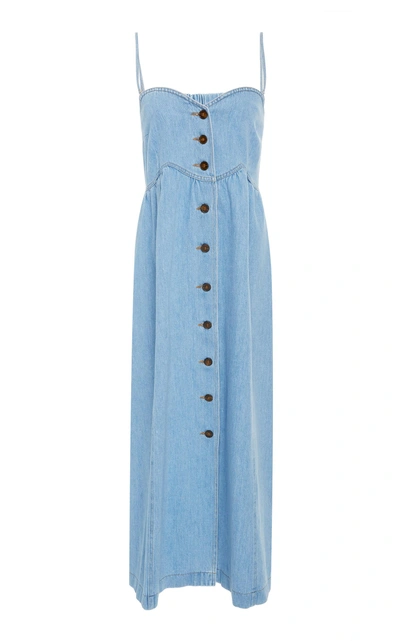 Nanushka Kaia Sleeveless Denim Dress In Blue ModeSens