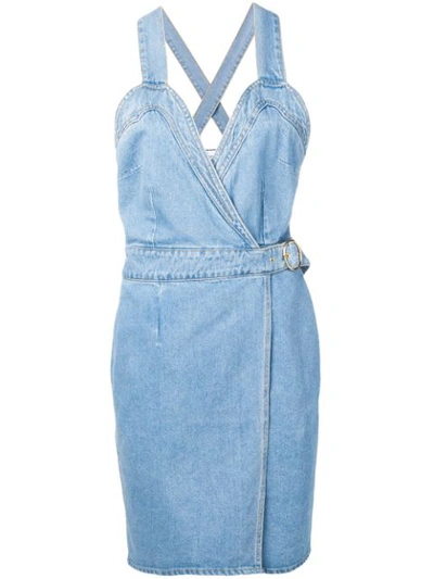 knee length dresses for ladies Giza Boho Mini Dress Small / White/Chambray