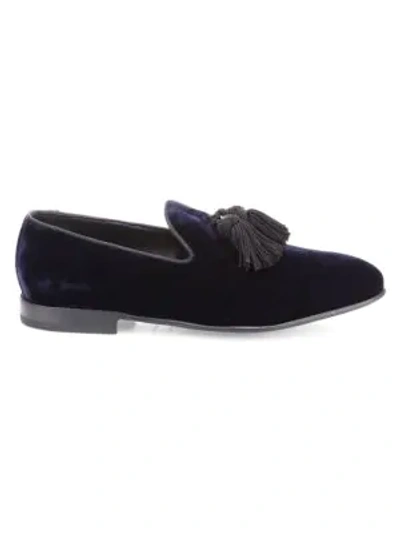 Sutor Mantellassi Men's Enea Velvet Slippers In Navy