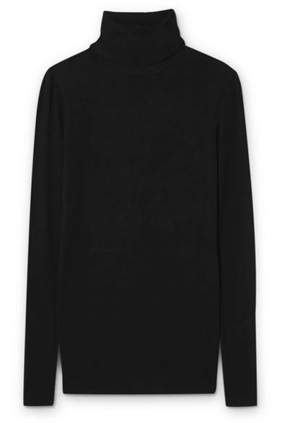 Atm Anthony Thomas Melillo Ribbed Stretch-micro Modal Turtleneck Top In Black