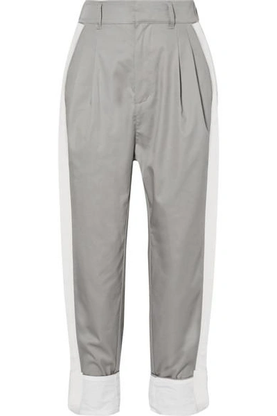 Bassike Two-tone Cotton Straight-leg Pants In Gray