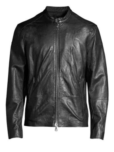 John Varvatos Zip Leather Jacket In Black