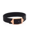 Stinghd Luxe Pure Silver & Stingray Leather Buckled Bracelet In Black