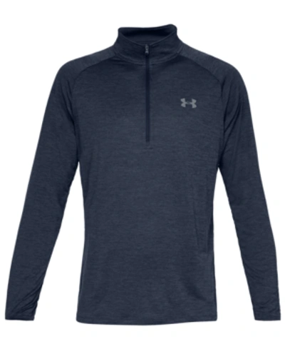 Under Armour Ua Tech 2.0 Mens Logo Polyester 1/4 Zip Pullover In Navy