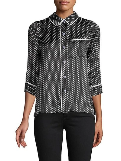 Lucca Couture Pisa Printed Three-quarter Sleeve Top In Black