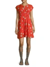 Free People Capsleeve Floral Smock Dress In Black