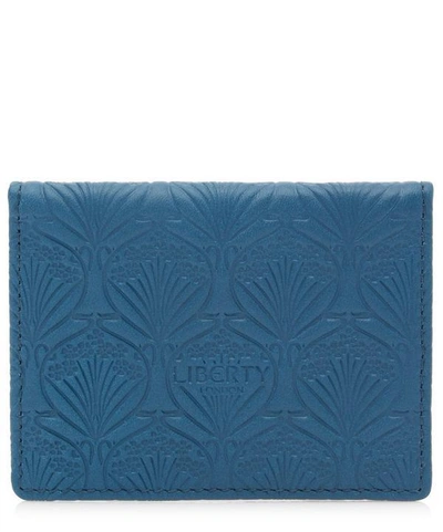 Liberty London Travel Card Holder In Iphis Embossed Leather In Blue