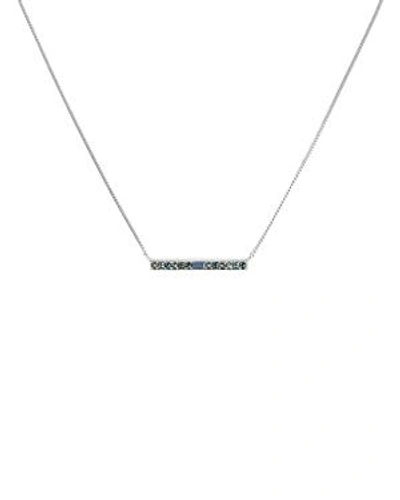 Adore Baguette & Pavé Crystal Bar Necklace, 16" In Blue