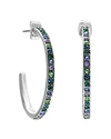 Adore Multicolor Crystal Hoop Earrings In Blue