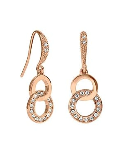 Adore Interlocking Pave Rings Drop Earrings In Rose Gold