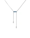 Adore Baguette Bar Lariat Necklace, 16 In Blue