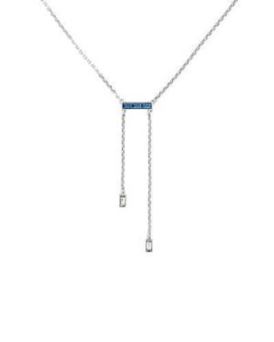 Adore Baguette Bar Lariat Necklace, 16 In Blue