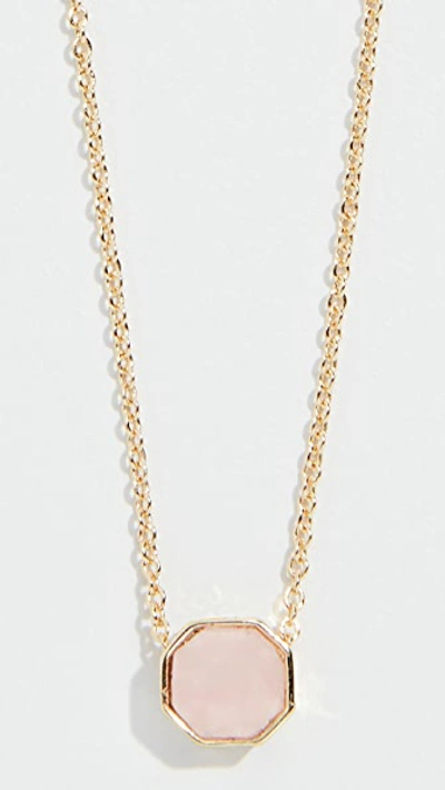 Gorjana Power Gemstone Charm Adjustable Necklace In Rose Quartz/gold