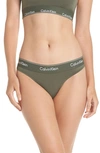 Calvin Klein Modern Cotton Thong In Beetle